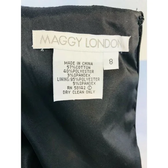 MAGGY LONDON Pencil Dress Jacquard Cap Sleeve Belted Sheath Dress Size 8 NWOT - Picture 9 of 9